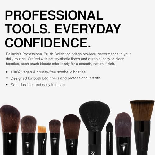 Palladio Flat Shadow Brush, Eyeshadow Flawless Blending, Perfect to Contour, Soften Edges, Smooth Finish, Synthetic Natural Bristles, Soft Feel, Comfortable Grip, Professional Application - style: Flat Shadow