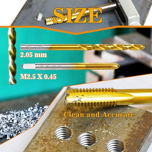 M2.5x0.45 Tap & 2.05mm Drill Bit for Metal,M2 HSS Metric Drill and Tap Set - size: M2.5 x 0.45 Tap, 2.05mm Drill