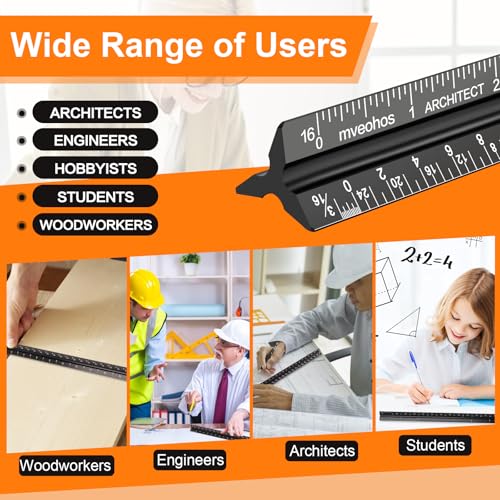 Architectural Scale Ruler, Imperial Measurements 12'' - color: Black-A