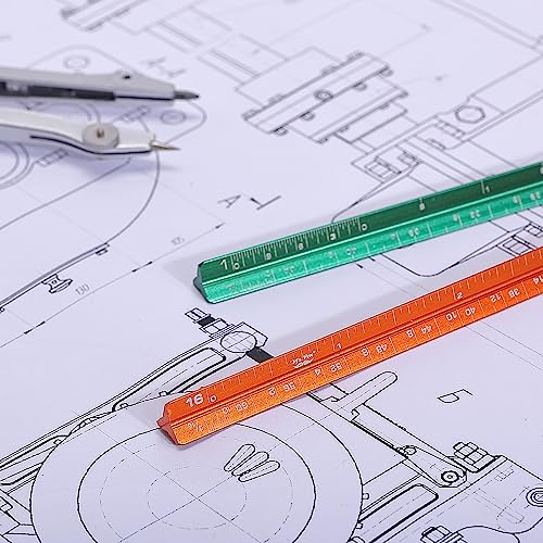 Mr. Pen- Small Architectural Scale Ruler, Aluminium, 6 Inch, 2 Pack - color: B. Green & Orange