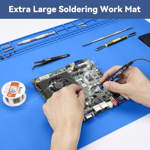 Kaisi Extra Large Soldering Mat, 932°F Heat Resistant Silicone Solder Mat - color: Blue, size: 27.6" x 15.7"