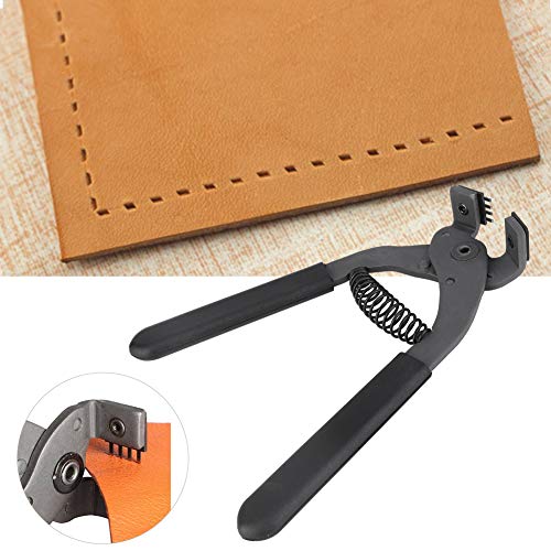 Leather Punch Tool Silent Pliers, 6.7in Handheld Leather Hole Punch Tool with 0.15in Head, DIY Leather Art Craft Hole Punch Stitching Hand Pliers for Belts Straps Saddles Shoes (4mm-4 Teeth)