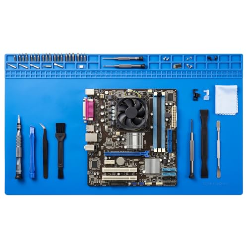 Large Soldering Mat, 27.6"x15.7", Heat Resistant 932°F Silicone - color: Blue