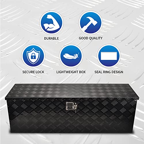 48" Aluminum Truck Tool Box with Lock, Black(48"×15"×15") - color: Black, size: 48"x15"x15"