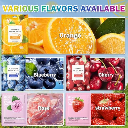 10 Pack Kids Face Mask Sheet,Fruit Face Masks Skin Care Set - color: 10Pcs-Set 04, size: 1 Count (Pack of 10)