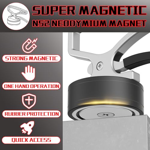 ULIBERMAGNET Heavy Duty Strong Magnetic Pickup Tool,2 Pack Magnetic Lifting with Quick Release,Portable Material Collector with Ergonomic Handle for Iron Plate,Tool Steel,Laser Cutting - size: 2PACK Magnetic Pickup Tool for Heavy Duty Plate