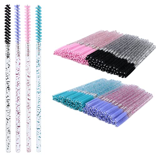 200pcs Disposable Skinny Mascara Wands Mini Crystal Eyelash Brushes Thin Mascara Wands Micro Brush Lash Extension Supplies Lashes Extension Tools(Skinny-4colors) - color: Skinny-(4colors)-200