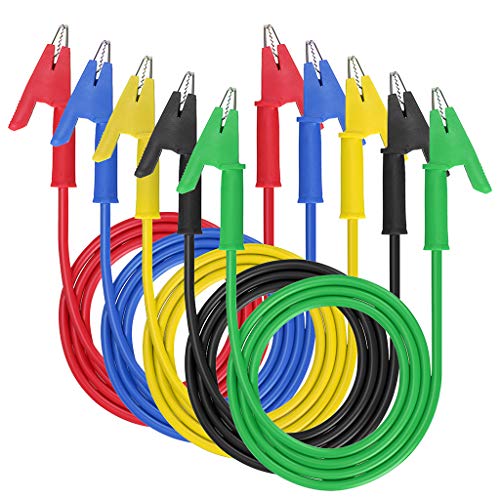 Sumnacon 5 Pcs Alligator Clips Dual Ended Crocodile Clips Wires,3.3 ft/1m - size: 3.3Ft/1M