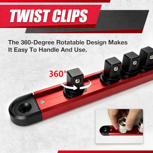 EACELIY 9PCS 1/4, 3/8, 1/2 Magnetic Socket Holder Organizer Set,ABS Tools-Socket Holder,Tool Box Drawer, Tool Cart, Garage Organization,Hold 120 PCS Size Sockets - size: 1/4, 3/8, 1/2 inch
