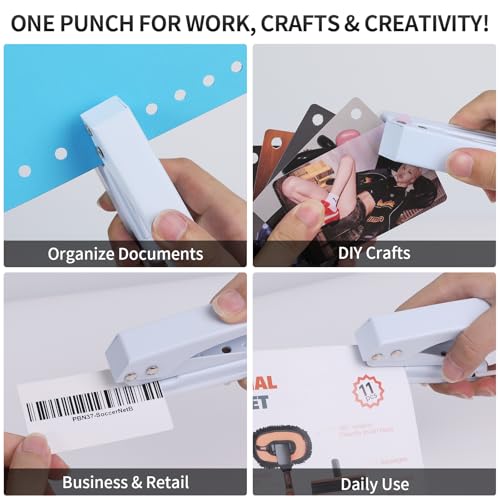 Hole Punch Heavy Duty, 1/4 in Single Hole Punch for Crafts, One Hole Paper Puncher & Perforadora de Papel, Easy and Smooth Punching for Classroom & Office Tasks, Crafts