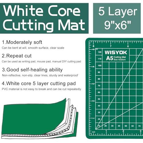 WISYOK Craft Mat, A5 Cutting Mat for Sewing, 6" x 8", Small
