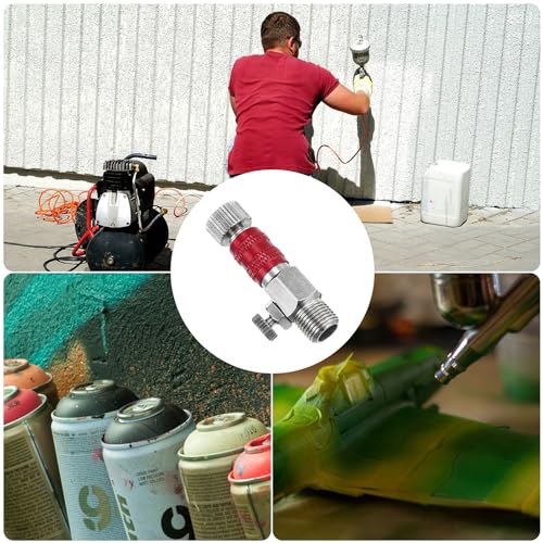 PATIKIL 1/8 Air Brush Connector Adapters, 2pcs Air Brush Quick Connect Air Brush Airflow Control Valve Quick Release Disconnect for Air Brush Hose, Red - color: Red