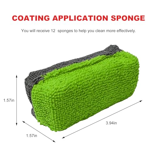 12 PCS Ceramic Coating Applicator Sponge, Microfiber Car Detailing Applicators Sponge Pads, Universal Automotive Sponges Applicator for Wax Sealant Paint Application (Green & Dark Gray) - color: Green & Dark Gray