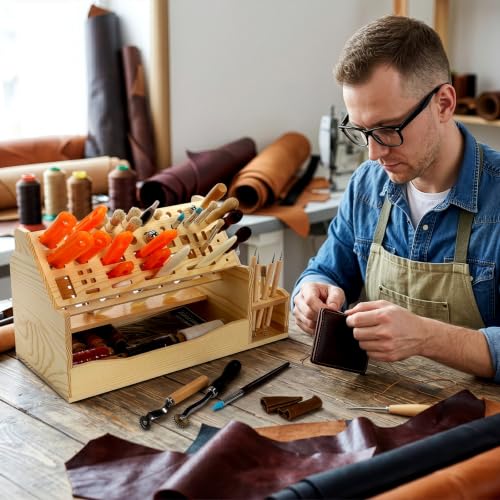 71 Holes Wooden Screwdriver Organizer, Tool Bench Holder