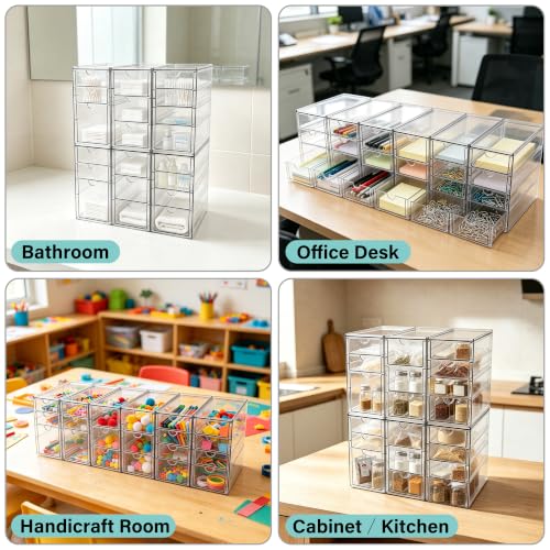 Prsildan Stackable Desk Organizers with 20 Drawers, Craft Storage Drawer - size: Stackable-20 Drawers