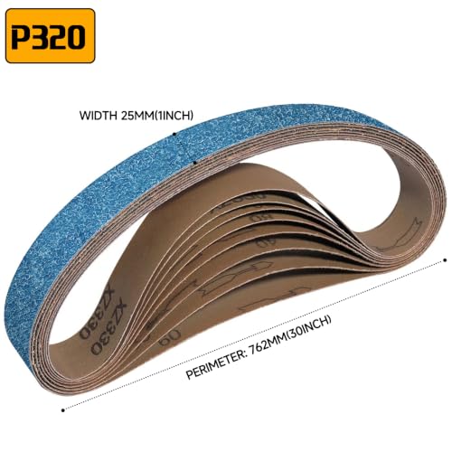 10-Piece Premium 1 x 30 Inch Zirconia Sanding Belts 320 Grit - color: 320 Grit, size: 1x30 Inch
