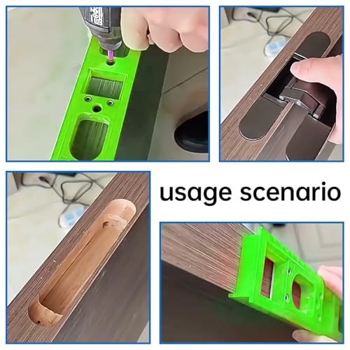 Concealed Door Hinge Installation Kit with Guide Template Jig - color: Green - 1.1 inch - 1 pcs