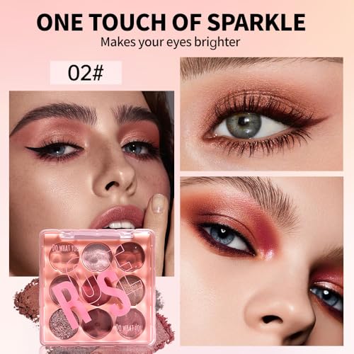 Mauve 9-Color Eyeshadow Palette – Waterproof, Long-Lasting, Matte & Shimmer – Rose, Plum & Mauve Tones for Soft, Blendable,Elegant Eye Makeup 02# - color: D-#02