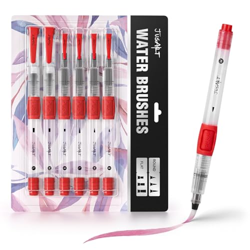 Water Brush Pens 6-Pack Leak-Proof Refillable Watercolor Pens - color: 6 Pcs Red