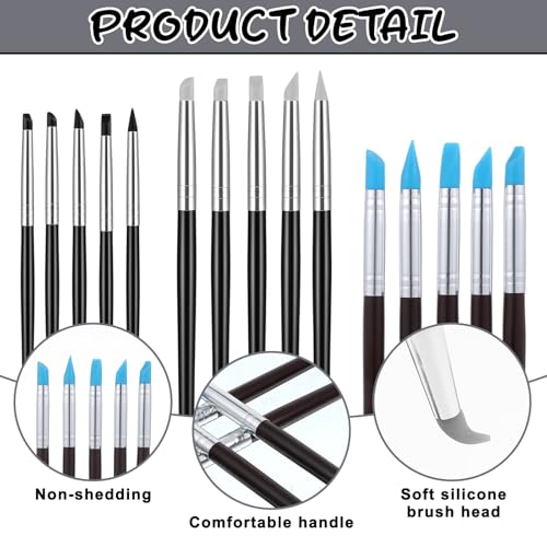15 Pcs Silicone Paint Brushes for Crafts, Rubber Tip Silicone Brushes