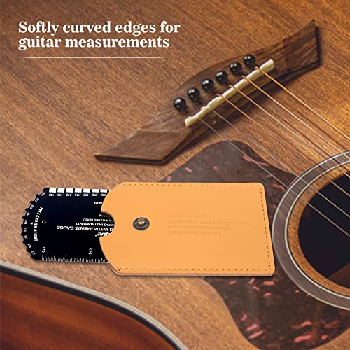Guitar String Action Gauge Ruler,Fret Rocker with Thick Leather Case