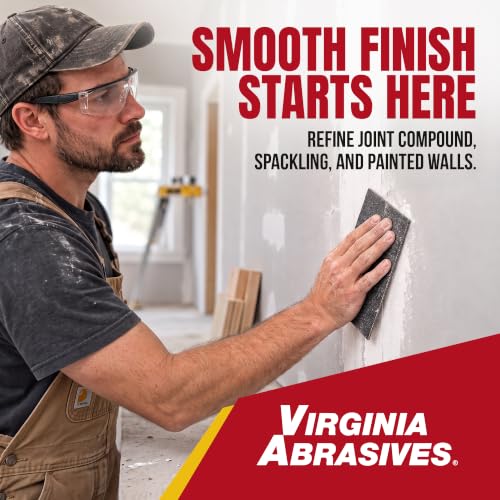 Virginia Abrasives Drywall & Plaster Sandpaper Sheets,4.18"x11.25",100 Grit - style: Medium