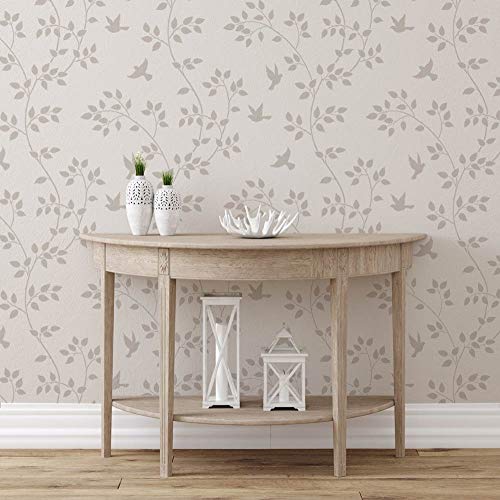 Morning Song Wall Stencil - Decorative Vine and Bird Pattern Template for DIY Painting - Reusable Stencils for Walls Large Design - Cutting Edge Stencils