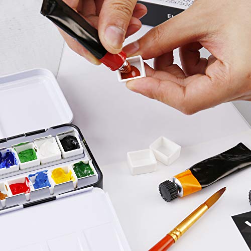 MYARTOOL Empty Watercolor Palette, Metal Empty Watercolor Tin Palette Paint Case with 24 PCS Empty Half Pans for DIY Travel Watercolor Palette, Acrylic and Oil Painting - color: Black, size: 24 PCS Empty Half Pans