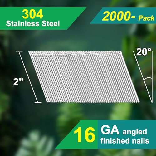 16 Gauge 20-Degree Angled Finish Nails 2 Inch, 2000-Pack - size: 2"~2000pcs