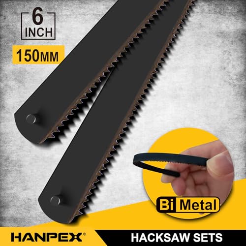 Hanpex 6 in. Mini Hacksaw Set - 150mm Extra Fine Cut Hack Saw Sets and 10pcs Extra Bi-Metal Blades for Wood and Metal - style: Hacksaw set and 10pc Blades