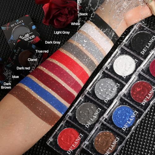 DE'LANCI Single Black Eyeshadow Palette, Matte Eyeshadow Eyes Goth Smokey Makeup, Long Lasting Blendable Single Dark Eye Shadow Pallet, for Smoky SFX Halloween Makeup Eyeliner Face Body Paint, #01 - color: black