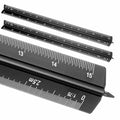 HARFINGTON 2 Pcs Architectural Scale Ruler, 12 Inch Metric Aluminum Alloy Architect Triangular Small Scale Laser-Etched Blueprint Drafting Ruler for Architects Engineers, Black - color: Black, size: 12 Inch