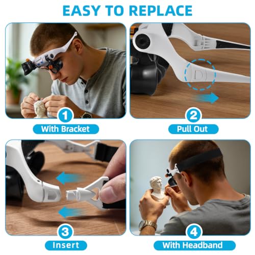 Dilzekui Magnifying Glasses for Close Work, 1.5X-15X Magnifier with Light