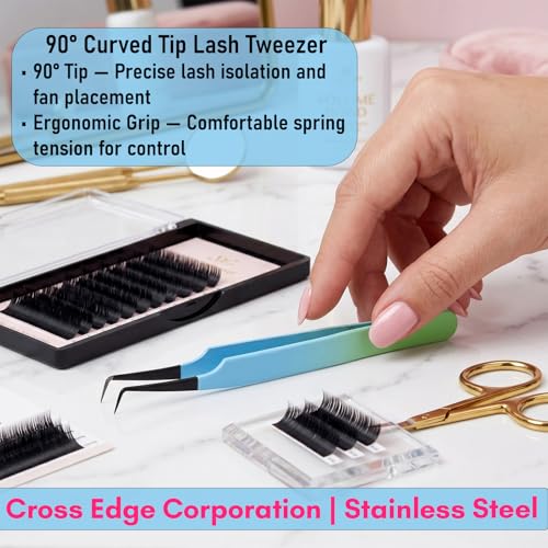 90 Degree Boot Lash Tweezers for Volume Fans - color: Cectweezer-05