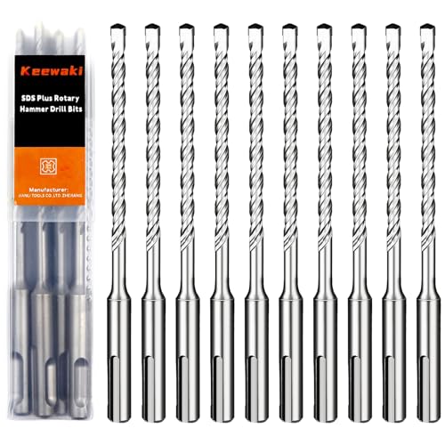 1/4" x 6" SDS Plus Rotary Hammer Drill Bit Set, 2-Cutter 10-Piece - size: 1/4" x 6"