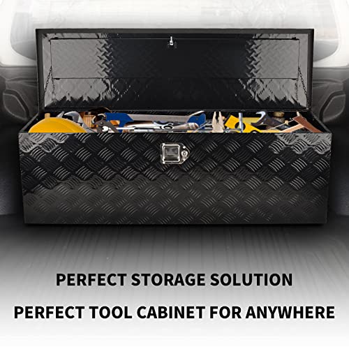 48" Aluminum Truck Tool Box with Lock, Black(48"×15"×15") - color: Black, size: 48"x15"x15"