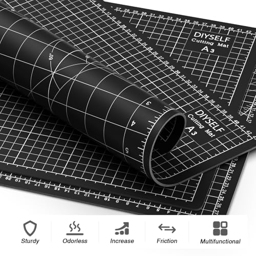 DIYSELF 12in×18in Cutting Mat, A3 Fabric Craft Mat, Paper Craft Tools - color: Black, size: 18"L x 12"W