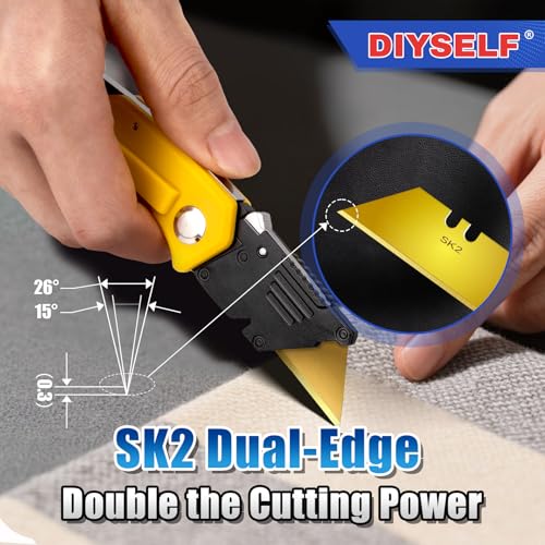 DIYSELF 100 Pack Razor Blades, SK2 Steel Utility Knife Blade Refills, Gold - color: Gold, size: 100