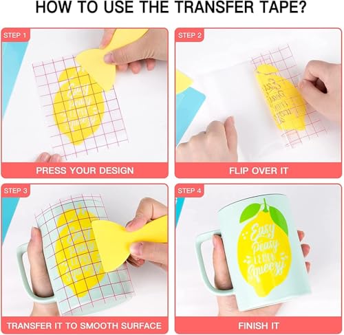 HTVRONT Transfer Tape for Vinyl, 12" x 50 FT Red Transfer Paper - size: 12" X 50 FT