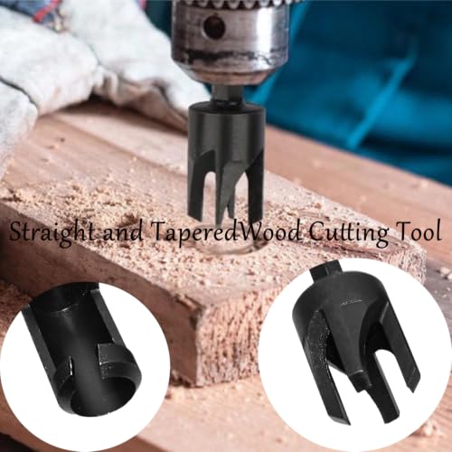 Baorder 8 Pack Black Wood Plug Cutter Drill Bit Set with 1/4 Hex Shank - color: Black