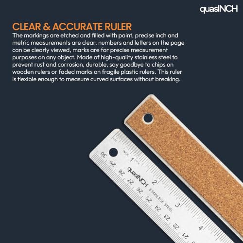 Stainless Steel Metal Ruler, 30.5 cm & 12 inches, Silver Color