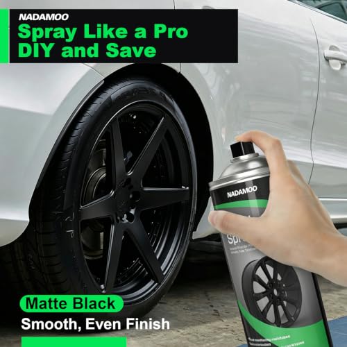NADAMOO Black Spray Paint for Wheels, Semi-Gloss - color: Matte Black, size: 13 Ounce (Pack of 4)