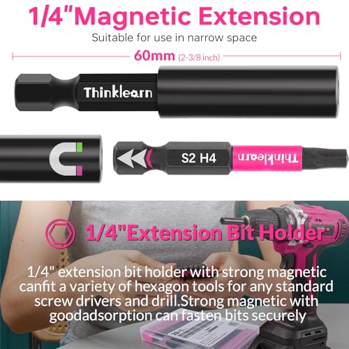 ThinkLearn 20PCS (Metric&SAE) Impact Hex Head Allen Wrench Drill Bit Set - color: Pink, size: 2" Hex Bits