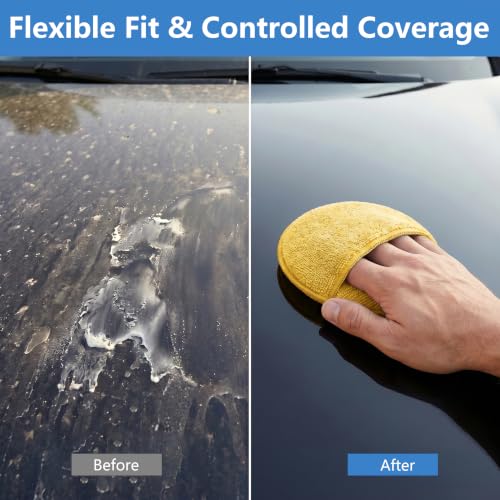 12Pcs 5-Inch Microfiber Foam Wax Applicator Pads with Finger Pocket - color: Yellow, size: 12pcs