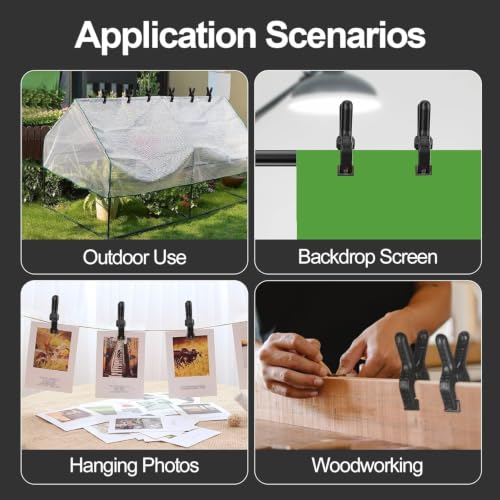 EMART 6 Pack Heavy Duty Spring Clamps 4.5 inch Plastic Backdrop Clips Black - color: Black, size: 4.5 inch