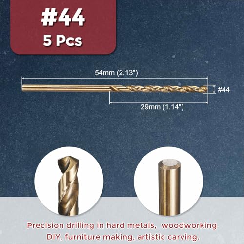 5pcs Micro Drill Bit #44 Diameter 2.184mm 4341 HSS for Soft Metal - size: #44