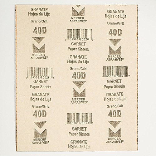 Mercer Industries 206040D - 9 x 11 Garnet Paper Sheets, Grit 40D (50 pack) - size: Grit 40D, style: 50 pack