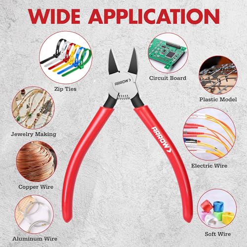 ARROW 7" Precision Wire Cutters, Precision Flush Cut Diagonal Pliers (Pack of 2) - size: 7 Inch (Pack of 2)