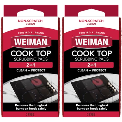 Weiman 6 Count Cooktop Scrubbing Pads, Removes Burnt-on Food, Scratch Free - size: (Pack of 2)
