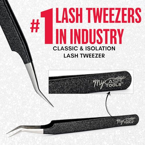 Isolation Fiber Tip Lash Tweezers – 12cm Eyelash Extension Tweezer with Fine Nano Grip Tip, Stainless Steel, Non-Slip Handle (Black) - color: Mlt-mysl-22